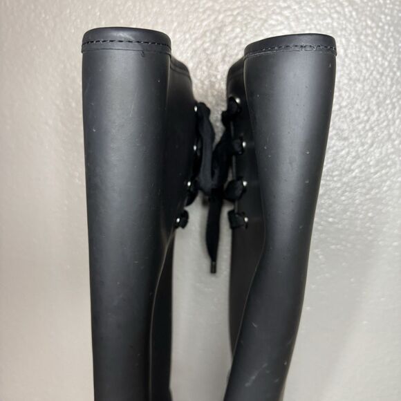 Coach Tristee Size 7B Waterproof Rubber Rain Boots Fleece Lined Corset Lace Up - Picture 11 of 15